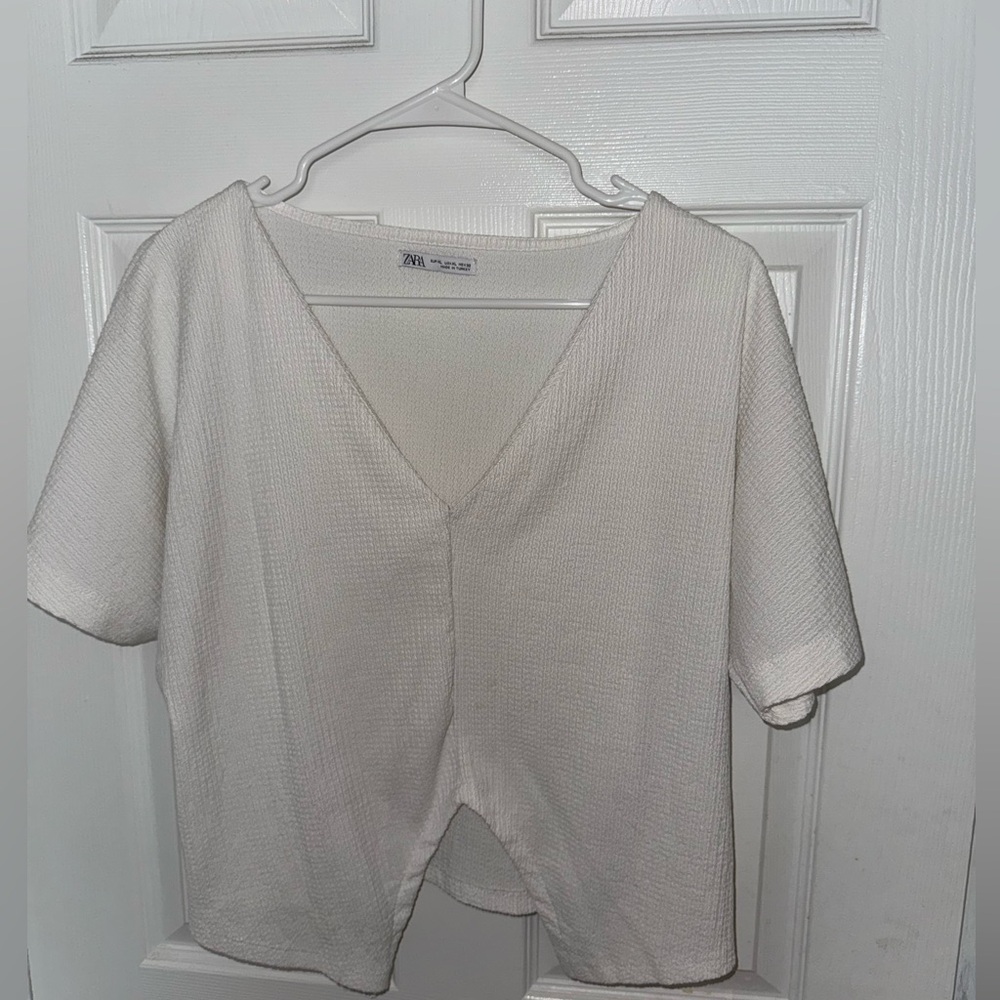 Zara White Textured Top